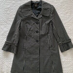 Luii Women’s Polka Dot Peacoat Black White 3/4 Sleeve | SMALL